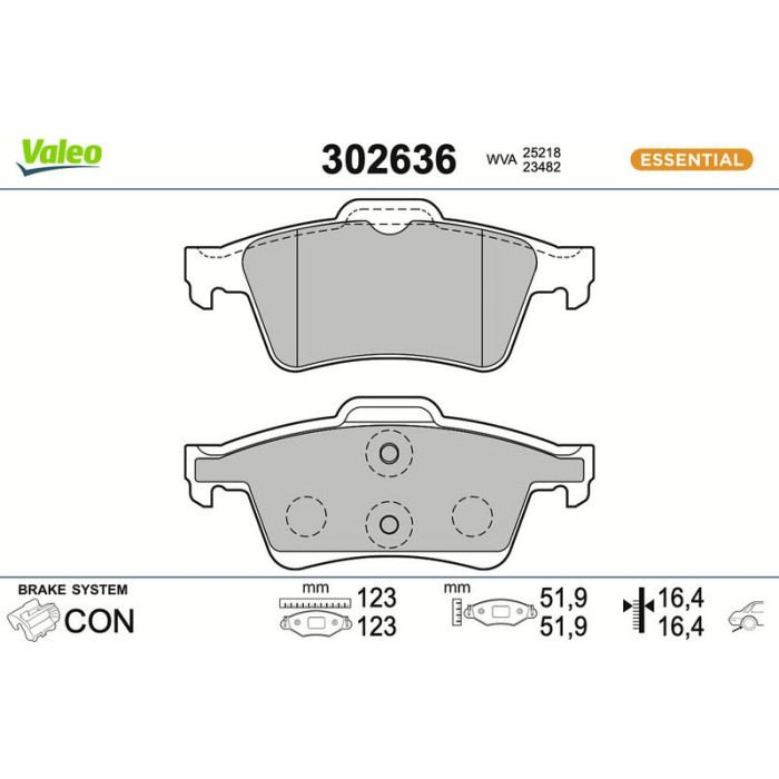 Valeo Bremsbelagsatz 302636 Valeo Bremsbelagsatz 302636