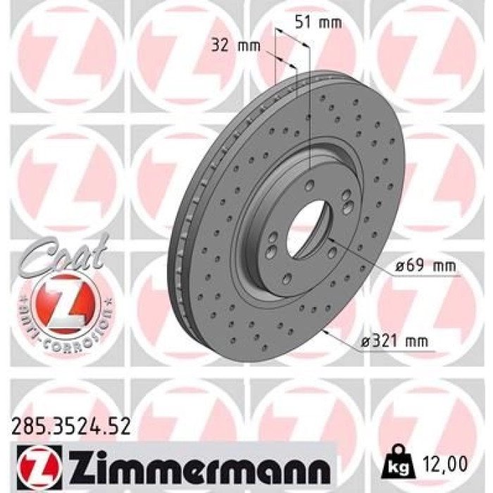 Zimmermann Bremsscheibe Vorderachse Sport 285.3524.52 Zimmermann Bremsscheibe Vorderachse Sport 285.3524.52