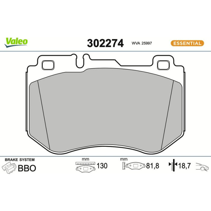 Valeo Bremsbelagsatz 302274 Valeo Bremsbelagsatz 302274