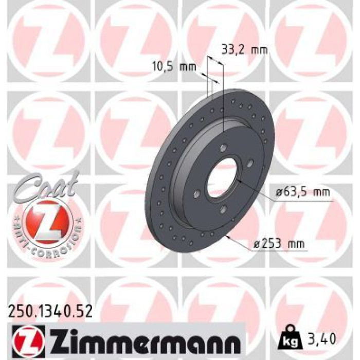 Zimmermann 51 482 008 Sport Bremsscheibe Hinterachse Sport O 250.1340.52 Zimmermann 51 482 008 Sport Bremsscheibe Hinterachse Sport O 250.1340.52