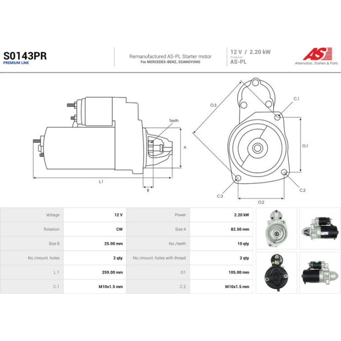 AS-PL Anlasser S0143PR AS-PL Anlasser S0143PR