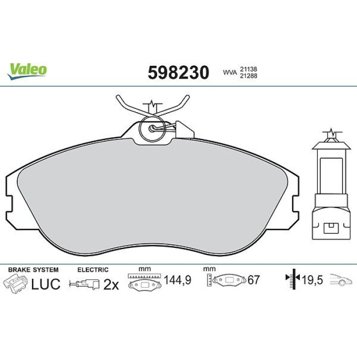 Valeo Bremsbelagsatz 598230 Valeo Bremsbelagsatz 598230