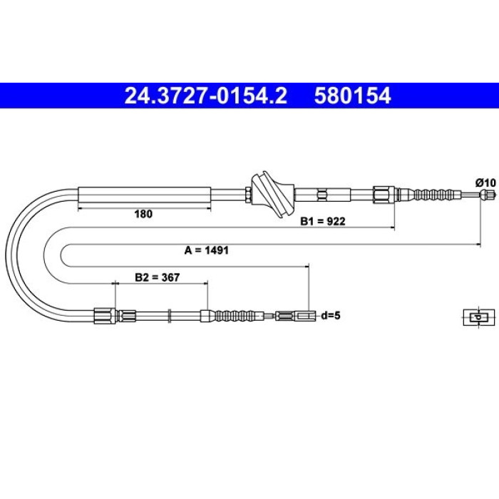 ATE Handbremsseil 24.3727-0154.2 ATE Handbremsseil 24.3727-0154.2