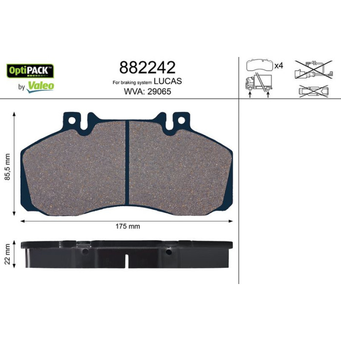 Valeo Bremsbelagsatz 882242 Valeo Bremsbelagsatz 882242