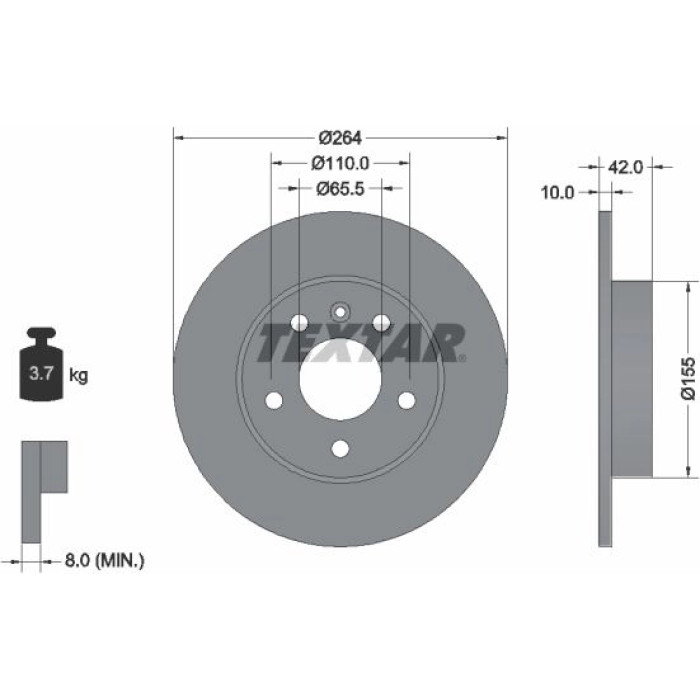 Textar Bremsscheibe 92092103 – 264 mm, 5-Loch Textar Bremsscheibe 92092103 – 264 mm, 5-Loch