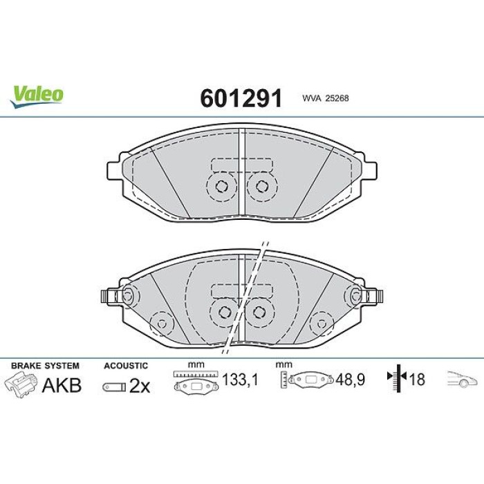 Valeo Bremsbelagsatz 601291 Valeo Bremsbelagsatz 601291