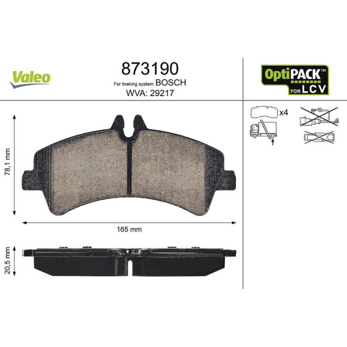 Valeo Bremsbelagsatz 873190 Valeo Bremsbelagsatz 873190