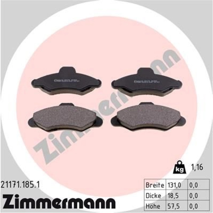 21171.185.1 ZIMMERMANN Bremsbeläge 21171.185.1 21171.185.1 ZIMMERMANN Bremsbeläge 21171.185.1