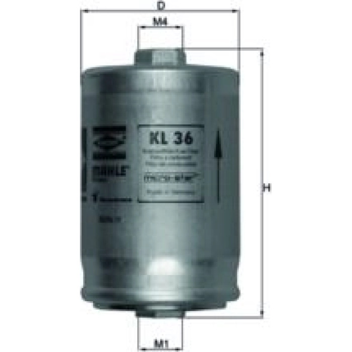 KL 36 MAHLE Kraftstofffilter KL 36, Leitungsfilter, Höhe 125 mm – u. a. für VW Passat B5.5 (3B3), VW B5.5 Variant (3B6), VW B5 (3B2) – OE Nummer 441201511C - l KL 36 MAHLE Kraftstofffilter KL 36, Leitungsfilter, Höhe 125 mm – u. a. für VW Passat B5.5 (3B3), VW B5.5 Variant (3B6), VW B5 (3B2) – OE Nummer 441201511C - l
