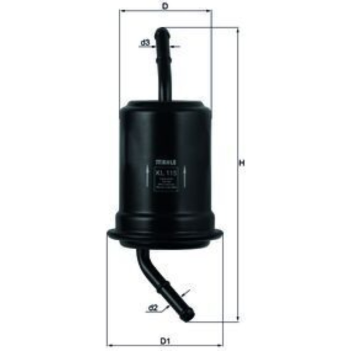 KL 115 MAHLE Kraftstofffilter KL 115, Leitungsfilter, Höhe 175 mm – u. a. für Kia Sephia (FA), Stufenheck (FA), Shuma (FB) – OE Nummer 0K20120490 - l KL 115 MAHLE Kraftstofffilter KL 115, Leitungsfilter, Höhe 175 mm – u. a. für Kia Sephia (FA), Stufenheck (FA), Shuma (FB) – OE Nummer 0K20120490 - l