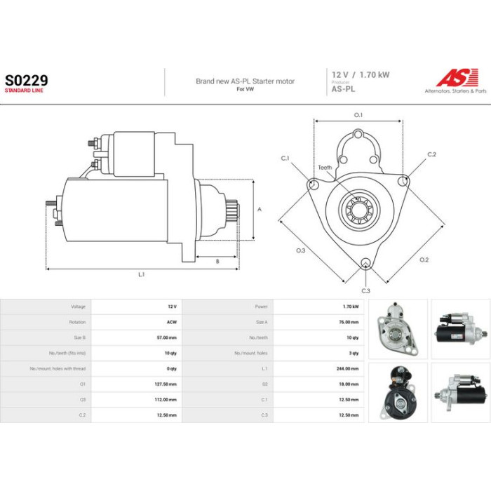 S0229 AS-PL Anlasser (Starter) S0229
