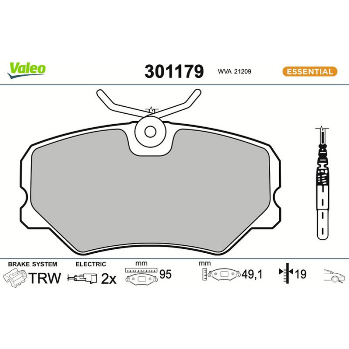 Valeo Bremsbelagsatz 301179 Valeo Bremsbelagsatz 301179