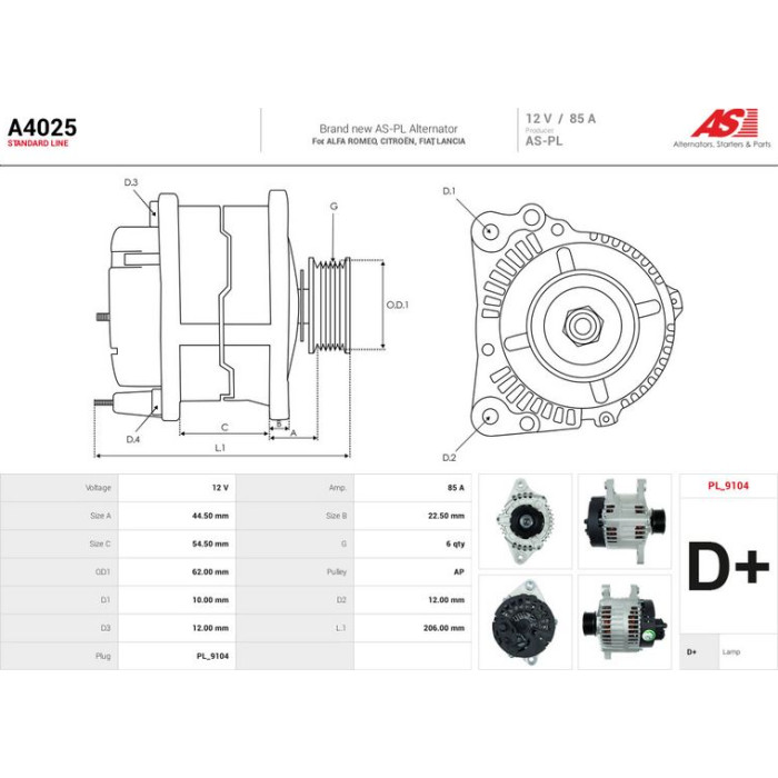 A4025 AS-PL Lichtmaschine (Generator) A4025