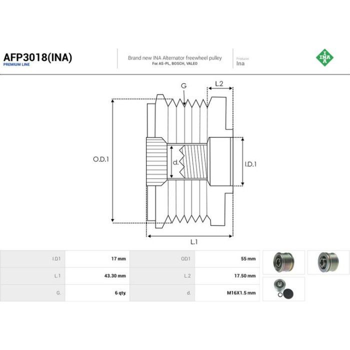 AFP3018(INA) AUTOSTARTER Lichtmaschinenfreilauf AFP3018(INA) AFP3018(INA) AUTOSTARTER Lichtmaschinenfreilauf AFP3018(INA)