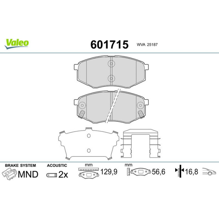 Valeo Bremsbelagsatz 601715 Valeo Bremsbelagsatz 601715