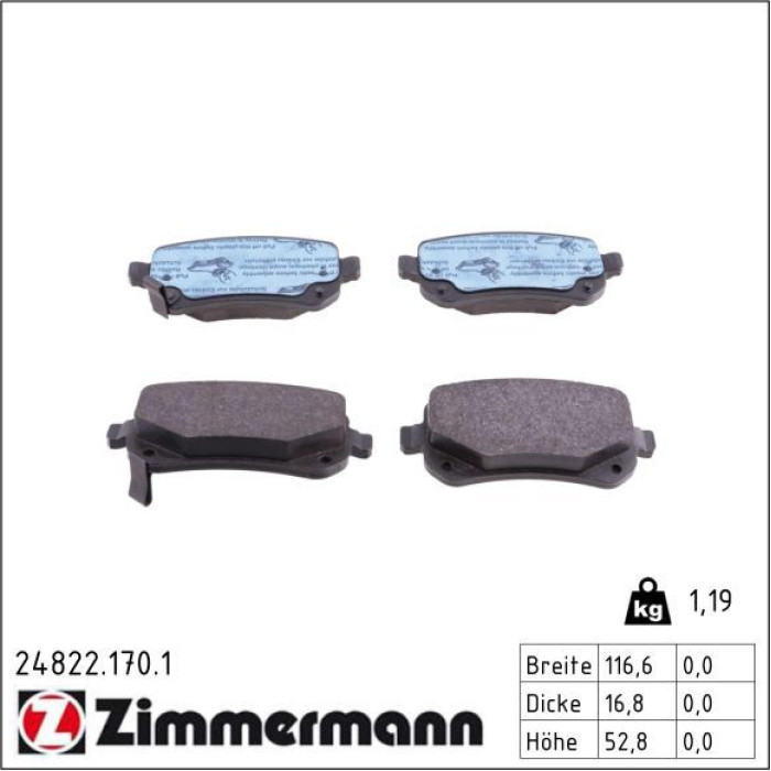 ZIMMERMANN Bremsbeläge 24822.170.1 ZIMMERMANN Bremsbeläge 24822.170.1