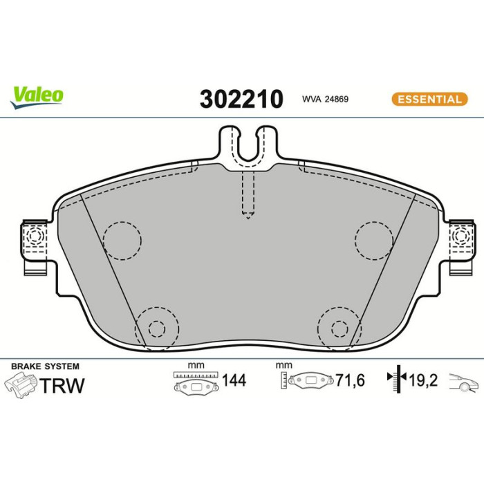 Valeo Bremsbelagsatz 302210 Valeo Bremsbelagsatz 302210