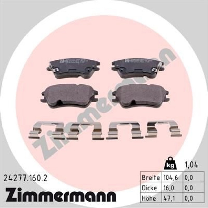 ZIMMERMANN Bremsbeläge 24277.160.2 ZIMMERMANN Bremsbeläge 24277.160.2