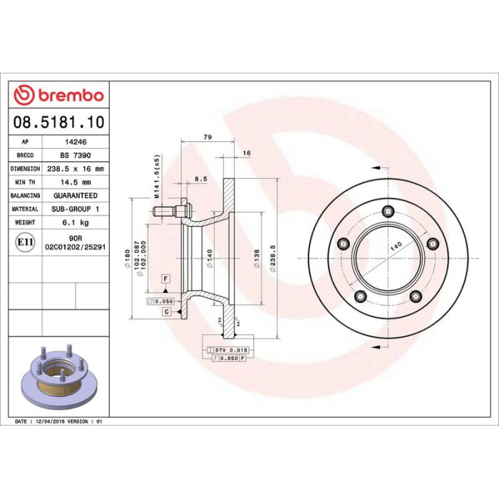Brembo Bremsscheibe Vorderachse 08.5181.10 Brembo Bremsscheibe Vorderachse 08.5181.10