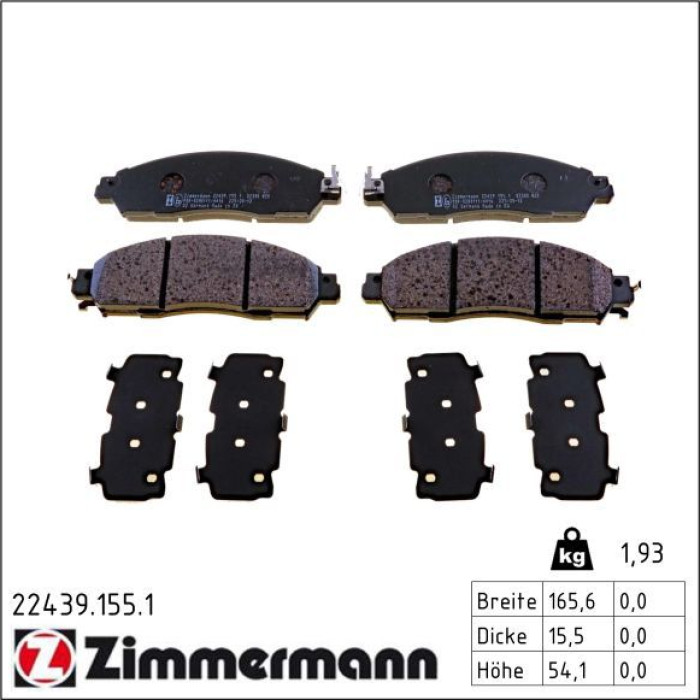 ZIMMERMANN Bremsbelagsatz, Scheibenbremse 22439.155.1