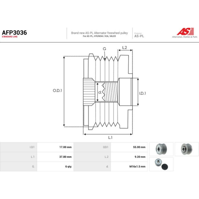 AFP3036 AS-PL Lichtmaschinenfreilauf AFP3036 AFP3036 AS-PL Lichtmaschinenfreilauf AFP3036