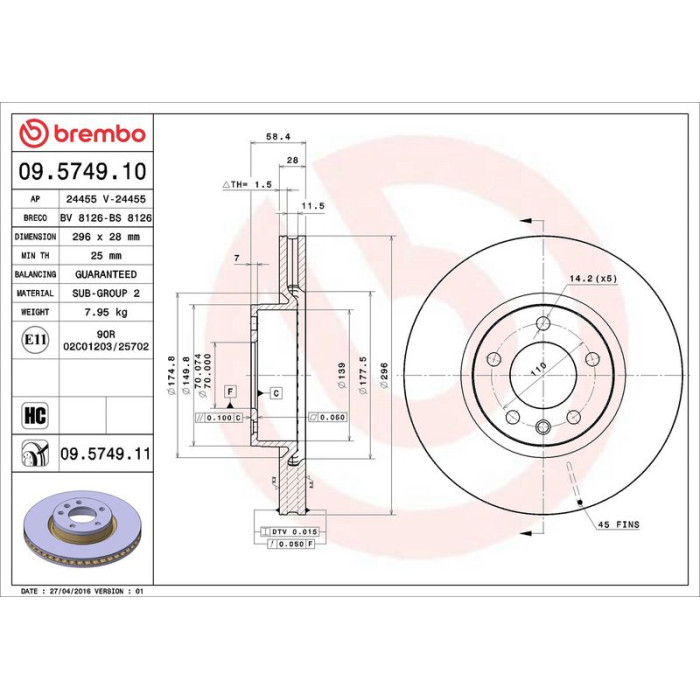 Brembo Bremsscheibe 09.5749.10 Brembo Bremsscheibe 09.5749.10