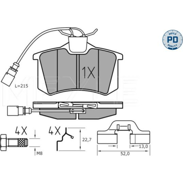 025 235 5417/PD MEYLE Bremsbelagsatz VW Sharan 95-10 025 235 5417/PD MEYLE Bremsbelagsatz VW Sharan 95-10