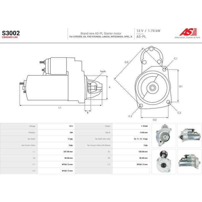 S3002 AS-PL Anlasser (Starter) S3002