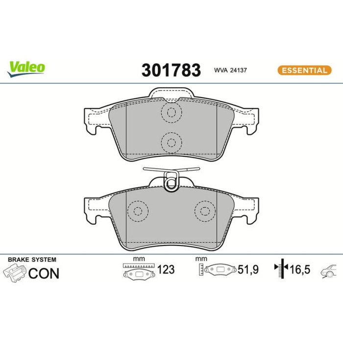 Valeo Bremsbelagsatz 301783 Valeo Bremsbelagsatz 301783