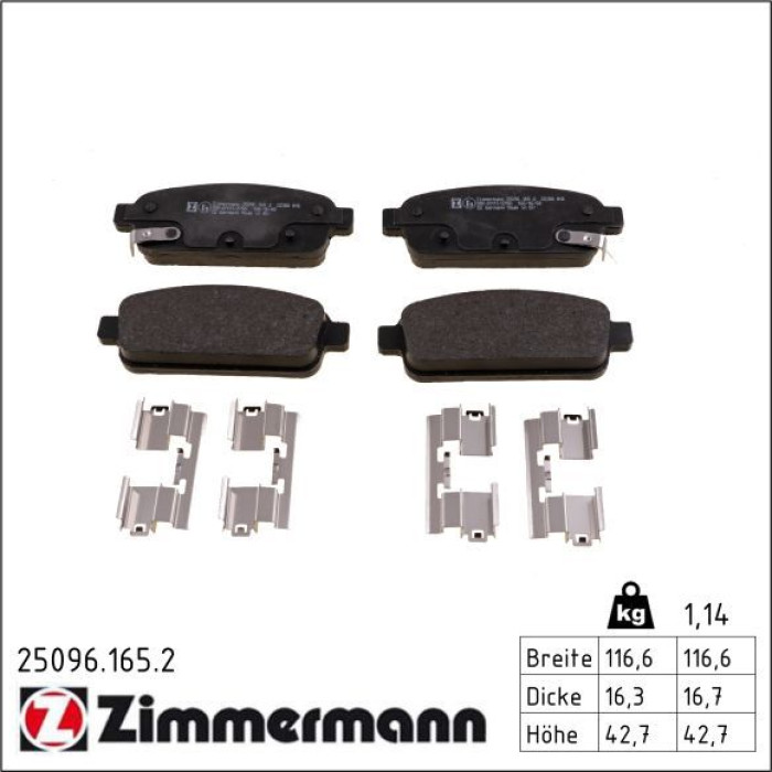 ZIMMERMANN Bremsbeläge 25096.165.2 ZIMMERMANN Bremsbeläge 25096.165.2