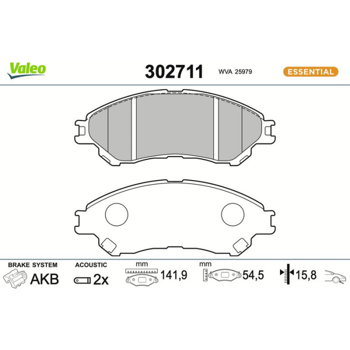 Valeo Bremsbelagsatz 302711 Valeo Bremsbelagsatz 302711