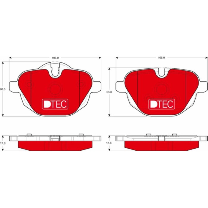 TRW Bremsbeläge Hinterachse DTEC GDB1840DTE TRW Bremsbeläge Hinterachse DTEC GDB1840DTE