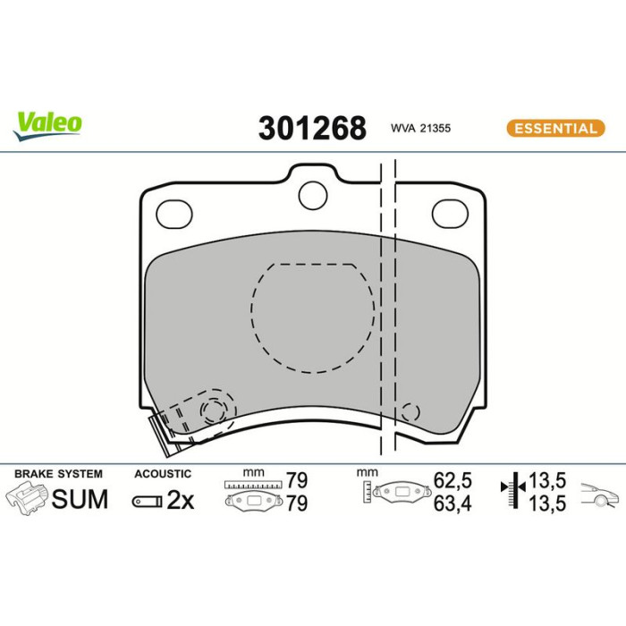 Valeo Bremsbelagsatz 301268 Valeo Bremsbelagsatz 301268