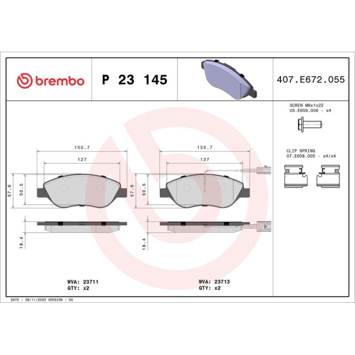 BREMBO Bremsklötze VA P 23 145 BREMBO Bremsklötze VA P 23 145