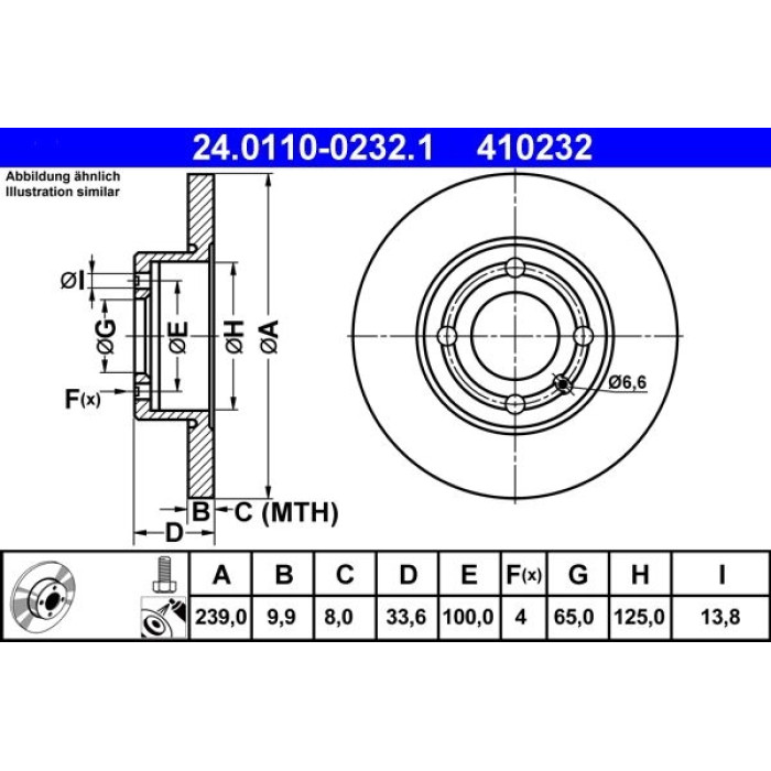 ATE Bremsscheibe VW Vorderachse Polo 94-01 24.0110-0232.1 ATE Bremsscheibe VW Vorderachse Polo 94-01 24.0110-0232.1