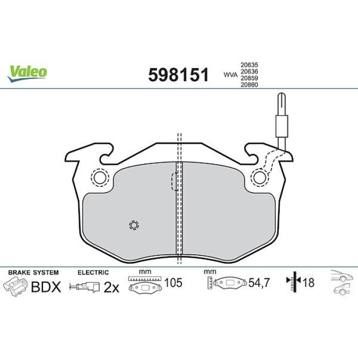 Valeo Bremsbelagsatz 598151 Valeo Bremsbelagsatz 598151