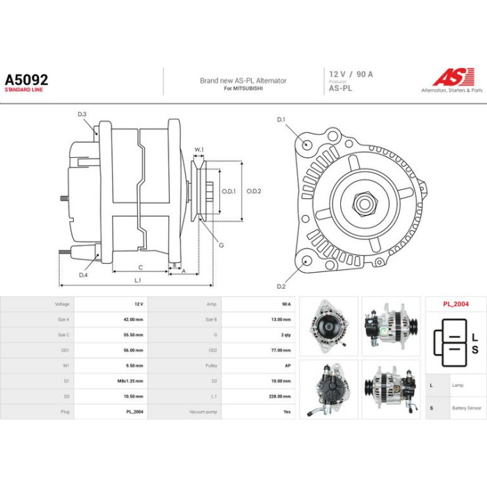 A5092 AS-PL Lichtmaschine (Generator) A5092