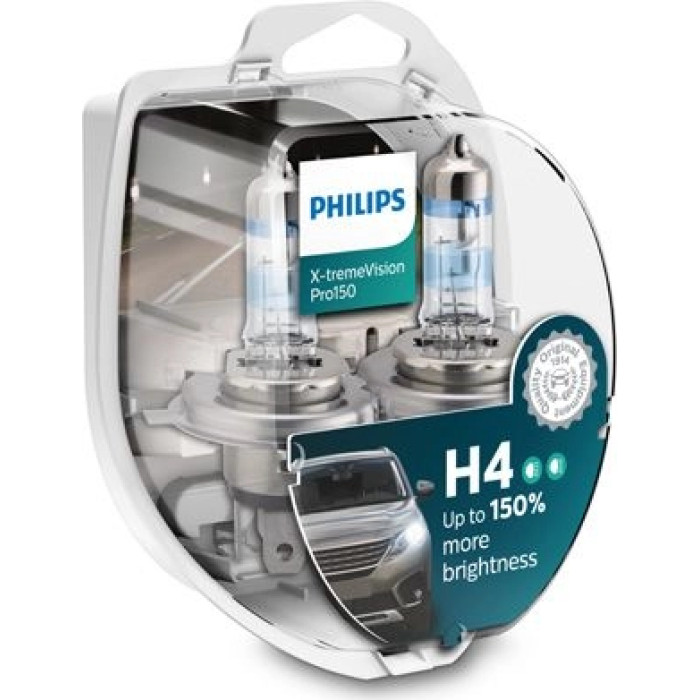 12342XVPS2 PHILIPS H4 Halogenlampe X-tremeVision Pro150 12 V 60/55 W P43t-38, 2 Stück - 12342XVPS2 - l