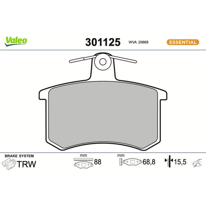 Valeo Bremsbelagsatz 301125 Valeo Bremsbelagsatz 301125