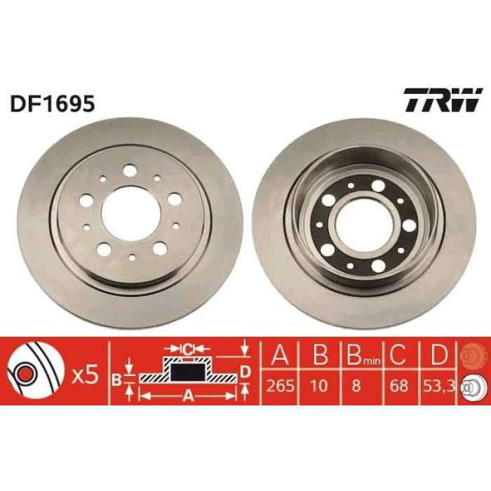 TRW Bremsscheibe DF1695 TRW Bremsscheibe DF1695