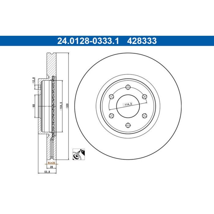 ATE Bremsscheibe 24.0128-0333.1