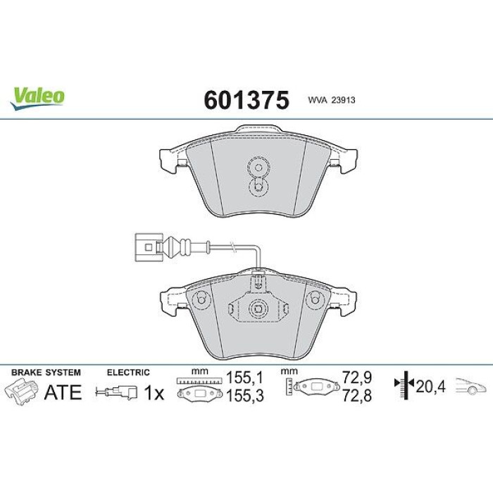 Valeo Bremsbelagsatz 601375 Valeo Bremsbelagsatz 601375