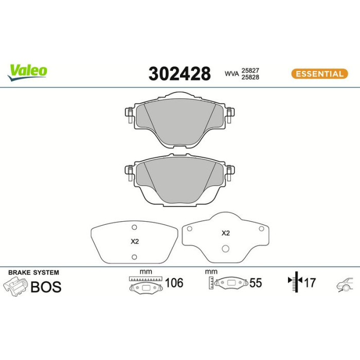 Valeo Bremsbelagsatz 302428 Valeo Bremsbelagsatz 302428
