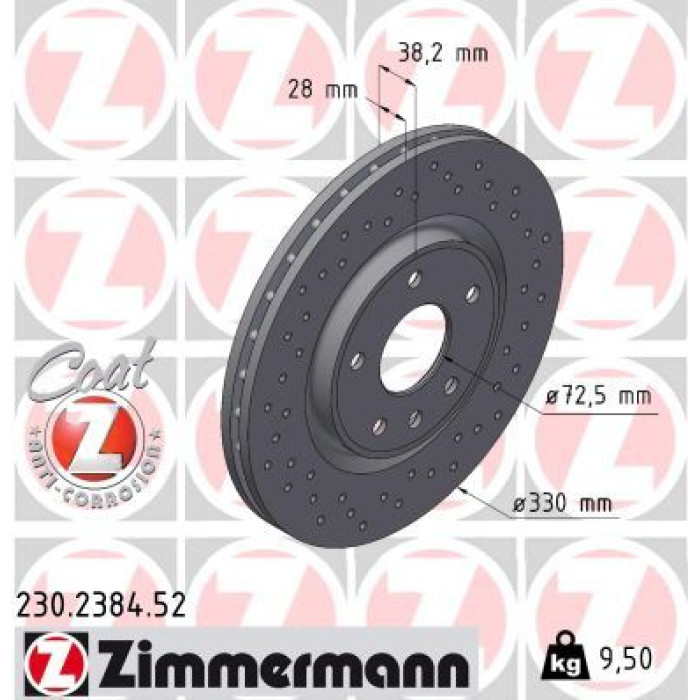 Zimmermann Bremsscheibe Vorderachse Sport 230.2384.52 Zimmermann Bremsscheibe Vorderachse Sport 230.2384.52