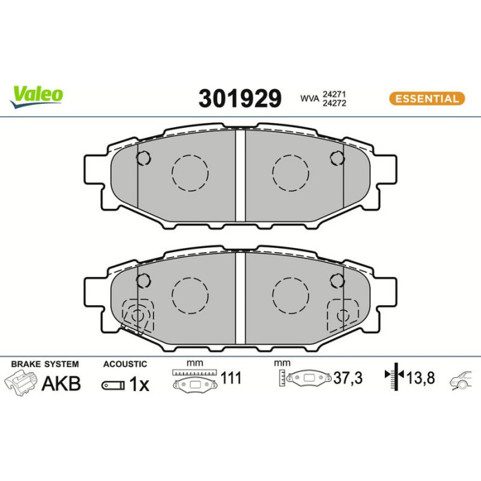 301929 Valeo Bremsbelagsatz 301929 301929 Valeo Bremsbelagsatz 301929