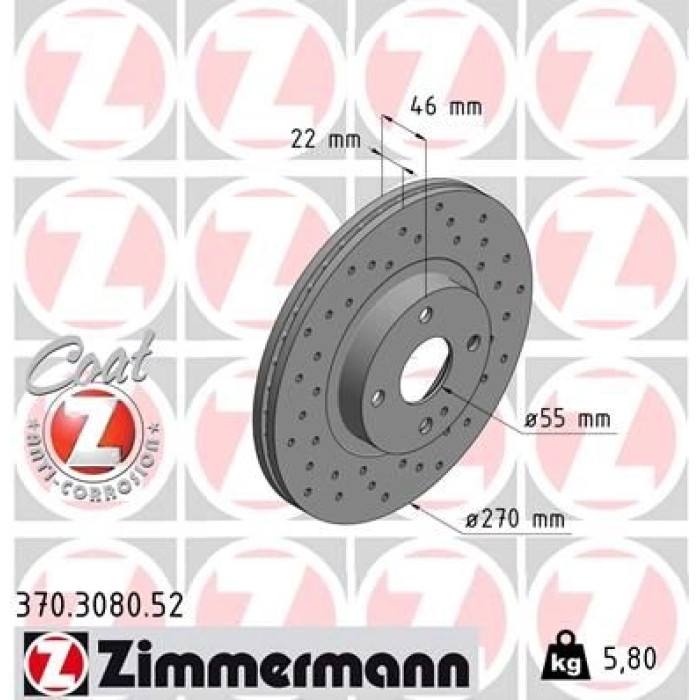 Zimmermann Bremsscheibe 370.3080.52 Zimmermann Bremsscheibe 370.3080.52