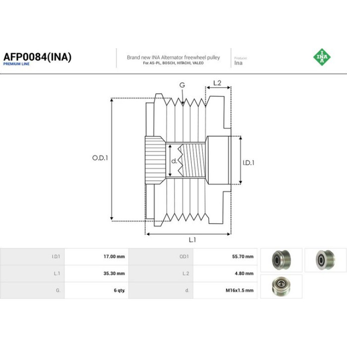 AFP0084(INA) AUTOSTARTER Lichtmaschinenfreilauf AFP0084(INA) AFP0084(INA) AUTOSTARTER Lichtmaschinenfreilauf AFP0084(INA)