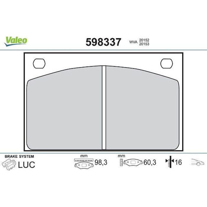 Valeo Bremsbelagsatz 598337 Valeo Bremsbelagsatz 598337