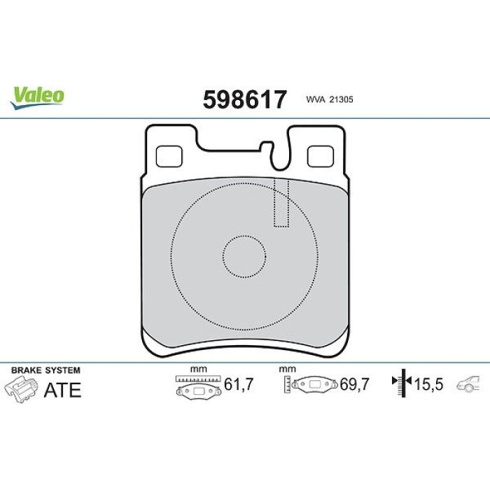 Valeo Bremsbelagsatz 598617 Valeo Bremsbelagsatz 598617