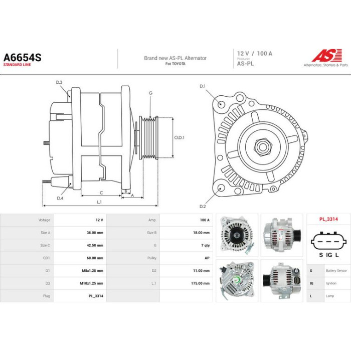 AS-PL Generator A6654S AS-PL Generator A6654S